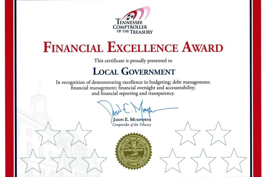 Comptroller Financial Excellence Award