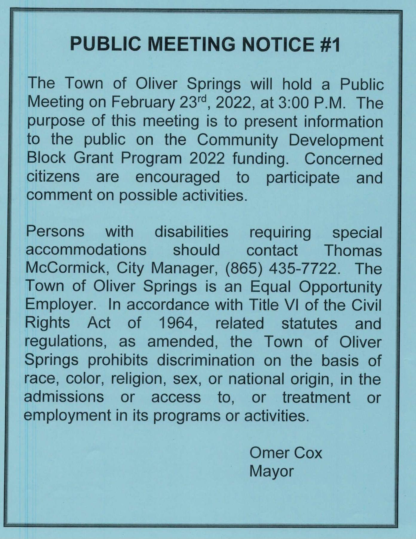 Public Meeting Notice